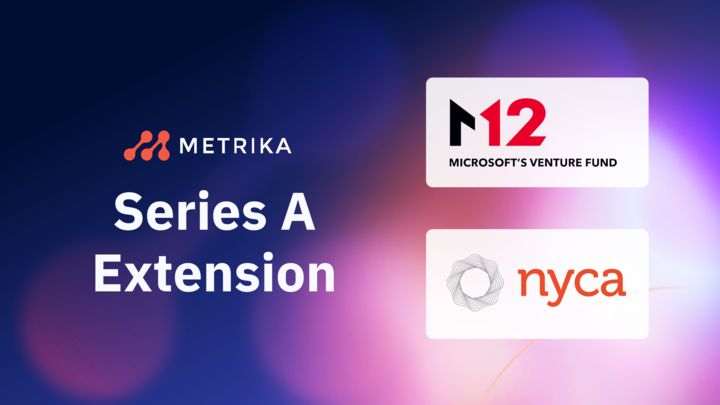 Metrika Series A Extension announcement with M12 and NYCA Partners logos